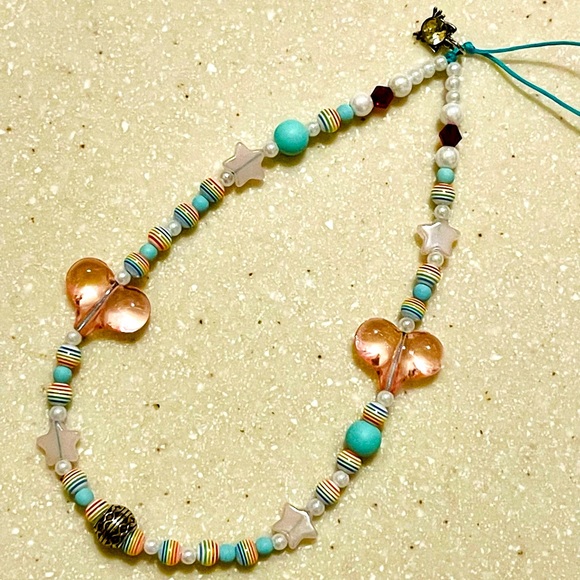 Phone String! ๐ Pink heart theme with a jewel ๐ cat charm! - Picture 1 of 9